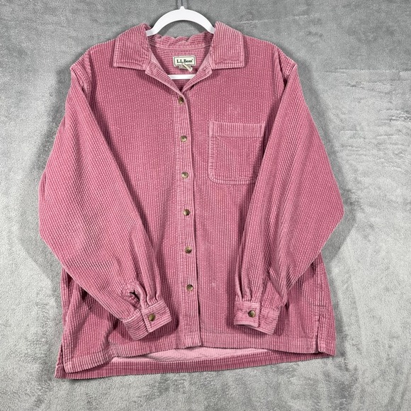 L.L. Bean Tops - L.L. Bean Corduroy Shirt Women Large Pink‎ Long Sleeve Cotton Button Down